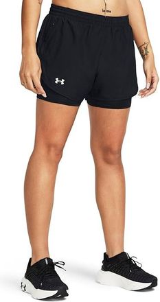 Under Armour Fly By 2-in-1 Shorts Womens Shorts Black/Black/Reflective : LG (US 12-14), Polyester