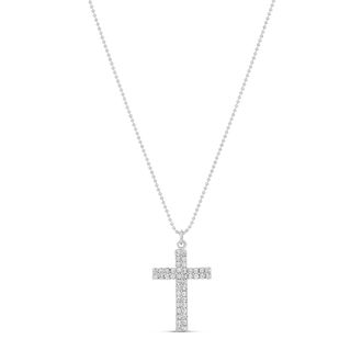 SHYMI Double Pav&eacute; Cross Pendant Necklace - 14K Gold-Filled, Cubic Zirconia Pav&eacute; Detailing, Chain 16, Day to Night
