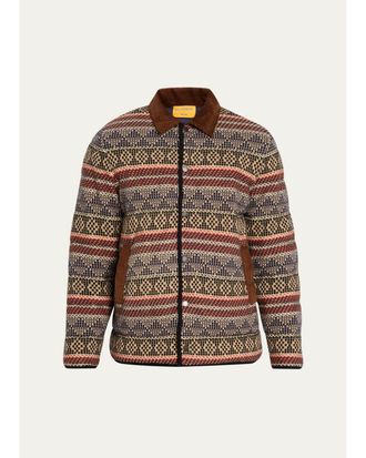 Guest In Residence Mens Fair Isle-Inspired Wool-Cashmere Jacket