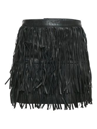 Zadig&Voltaire Gonna in pelle con frange - Nero