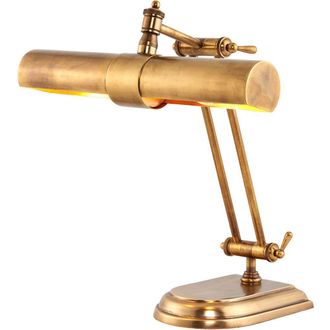 Loops Solid Brass Adjustable Antique Table Lamp Task Light - Twin LED Bulb - Vintage in Metallics