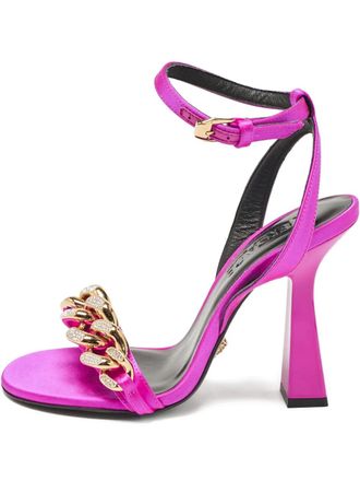 Versace 110mm chain-embellished heeled sandals - women - Leather/Leather/Rubber/Satin - 36 - Pink