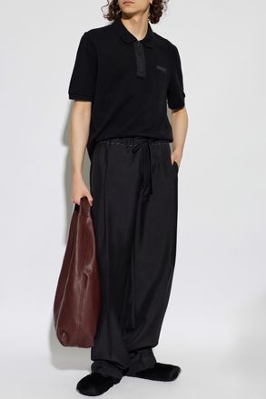 Maison Kitsun&eacute; Polo With Logo Patch, Mens, Black