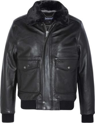Schott NYC Vintage A-2 Flight Jacket - Heren - Leren en Su&egrave;de Jassen - Zwart - M - Katoen - Jassen