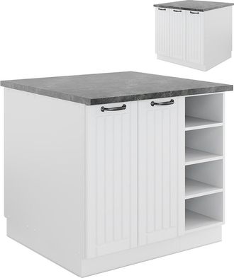 Vicco Isla De Cocina Fame-line, Casa De Campo Blanca/blanca, 90 Cm Sin Encimera