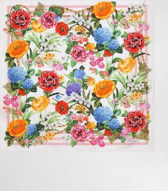 Dolce & Gabbana Floral-print Silk Twill Foulard (90x90) - Woman Scarves And Silks Print Onesize