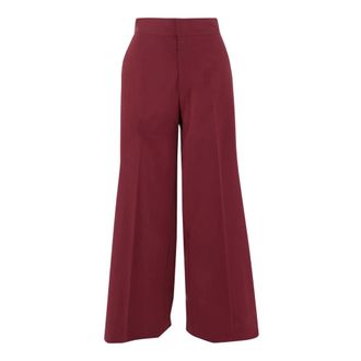 SA SU PHI Wide Trousers, female, Red, Size: M Wide-Leg Cotton Blend Trousers