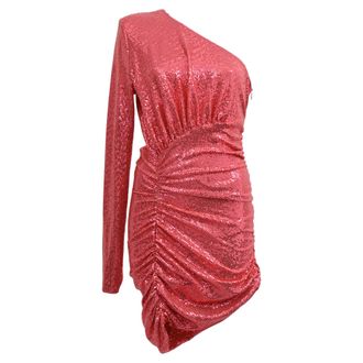 Alexandre Vauthier One-Shoulder Sequined Mini Dress in Pink Polyamide