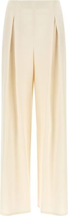 Max Mara Off White Straight Pleated Pants