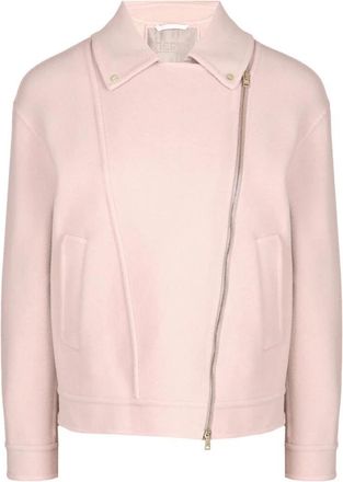 Herno Wool Biker Jacket - Dames - Zomerjassen - Roze - M - Wol - Jassen
