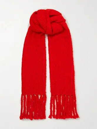 Guest In Residence Sciarpa In Misto Lana A Coste Con Frange Cloud - Rosso