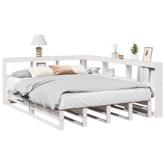 Berkfield Home Bookcase Bed without Mattress White 140x190cm Solid Wood Pine | Size: 140x190 cm