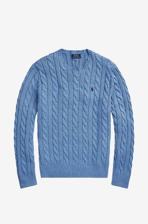 Polo Ralph Lauren Zopfstrickpullover aus Baumwolle mit Stickerei Pony