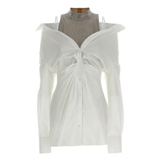 Giuseppe Di Morabito Short Dresses, female, White, 2XS, Rhinestone-Embellished Poplin Mini Dress