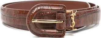 Saint Laurent Crocodile-effect Logo Belt