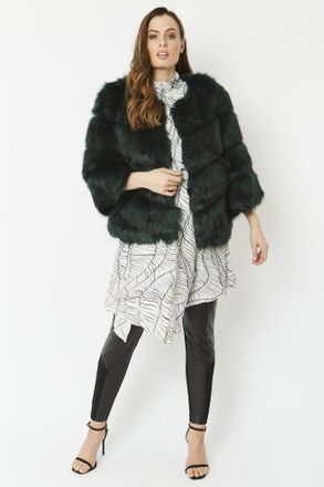 JayLey Womens Faux Fur Ella Coat - Green
