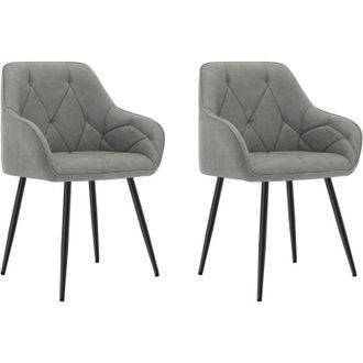 Woltu Set 2 Sedie Imbottite Moderne da Cucina o Soggiorno Gambe in Metallo. in PU Vintage Grigio Scuro
