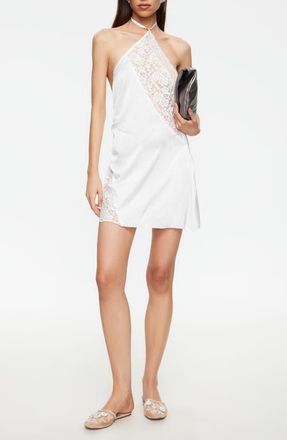 Lioness Amore Lace Inset Halter Minidress in Moonlight at Nordstrom, Size X-Small