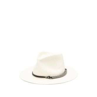 Brunello Cucinelli Accessories, female, White, M, Monile Hat