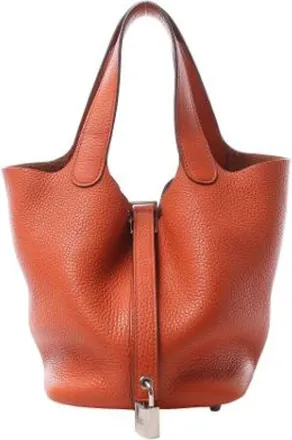 Herm&egrave;s Vintage, unisex, Oranje, ONE Size, Leer, Pre-owned Picotin Lock 18 PM