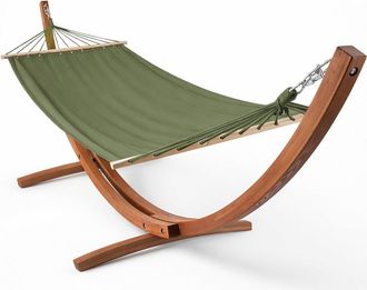 Oviala Hamaca con soporte de madera verde cactus