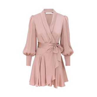 Zimmermann Wrap Dresses, female, Pink, Size: S Silk Wrap Mini Dress