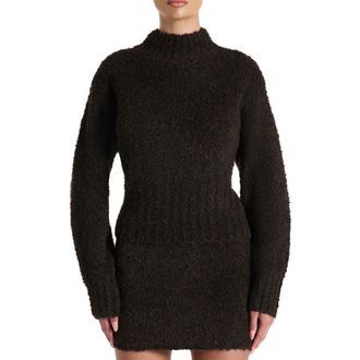 Naked Wardrobe Turtleneck Boucl&eacute; Sweater in Dark Chocolate at Nordstrom Rack, Size X-Large