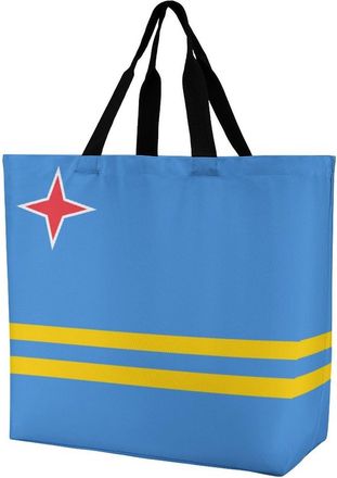 Generic Aruba Flag Reusable Shopping Bags Large Capacity Grocery Bag Heavy Duty Tote for Women 40x40x16cm