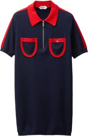 Versace Katoenen Gebreide Midi Jurk met Rits - Dames - Korte kleedjes - Blauw - S - Katoen - Kleedjes