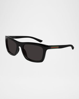 Gucci Mens Rectangle Web Sunglasses