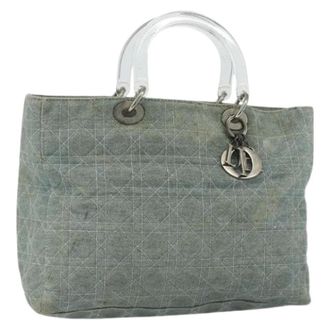 Dior Pre-owned Handbags, female, Blue, Size: ONE SIZE Pre-owned Vintage Canvas Hand Bag