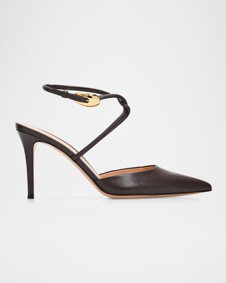 Gianvito Rossi 85mm Nappa Leather Ankle-Strap Pumps