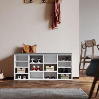 Elegant Lighting Elegant - Shoe Racks with Cushions, Adjustable 14 Compartments, Widely Used as a Bookshelf or Decorative Shelf, White, 103.5x300x480mm
