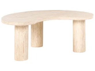 Beliani Tavolino Con Piano Effetto Travertino In Mdf Impiallacciato, Design Moderno Effetto Pietra Beige Noma