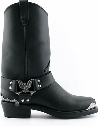 Grinders Mens Black Cowboy Biker Boots- Eagle Hi