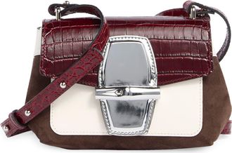 Longchamp Roseau Croc Embossed Small Crossbody Bag in Ebony at Nordstrom Rack