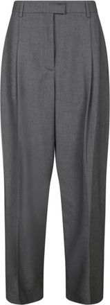 Blanca Vita Broeken, Dames, Grijs, M, Leer, Geplooide Broek