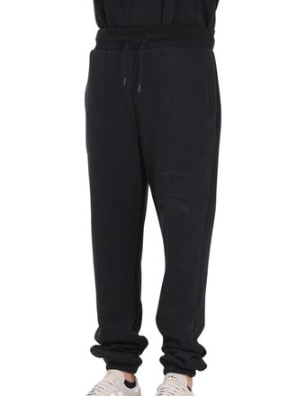 GCDS Relaxed-Fit Black Cotton Sweatpants With Adjustable Waistband