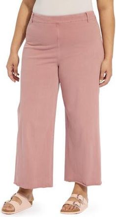 Lyss&eacute; ntials Erin High Waist Wide Leg Pants in Antique Wash Mauve at Nordstrom Rack, Size 1X