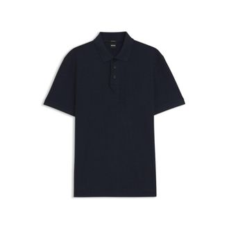 BOSS Geometric-jacquard polo shirt in cotton