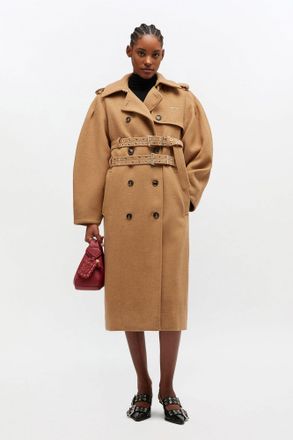 Ganni Beige Wool Trench Coat