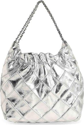 Tory Burch Fleming Mini Bag In Silver Leather