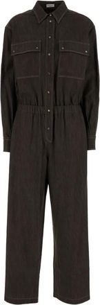 Brunello Cucinelli Tuta intera con bottoni - Marrone