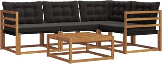 vidaXL Conjunto De Sof&aacute;s De Exterior 5 Uds. Natural Y Negro Vidaxl