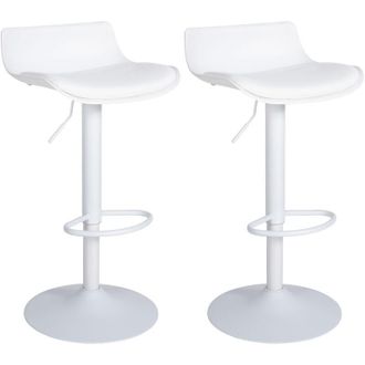 Clp Set di 2 sgabelli da bar Aveiro in similpelle bianco