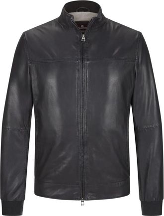 Milestone Klassieke Leren Jas - Heren - Leren en Su&egrave;de Jassen - Blauw - XL - Jassen