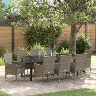 vidaXL Conjunto De Comedor De Jard&iacute;n 9 Pcs Gris Rat&aacute;n Sint&eacute;tico Vidaxl