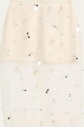SIMKHAI Delilah Embellished Tulle Midi Skirt