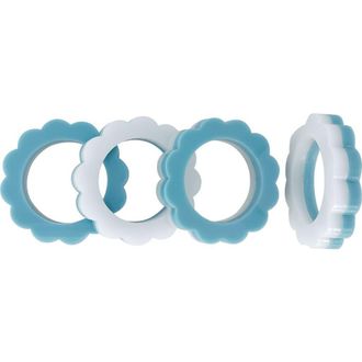 Mariposa Scallop Set of 4 Napkin Rings in Teal And White at Nordstrom