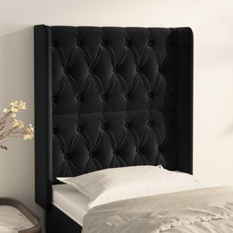 vidaXL Cabecero Con Orejas De Terciopelo Negro 83x16x118/128 Cm Vidaxl